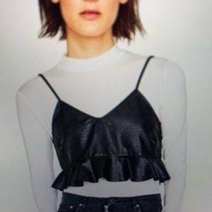 Zara Faux Leather Crop Top-EUC